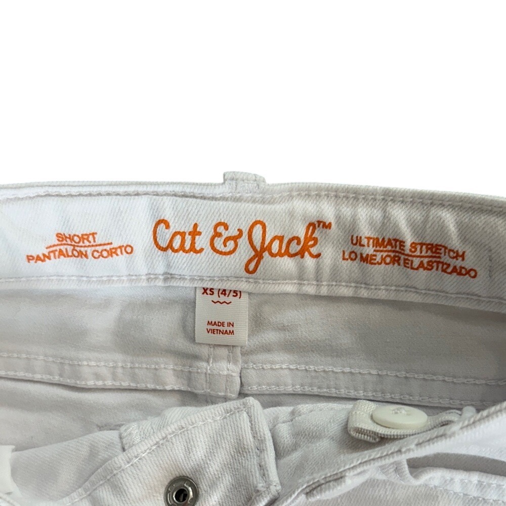 Cat Jack Girls White Denim Cutoff‎ Shorts Size XS 4 5 Ultimate Stretch - Picture 2 of 3